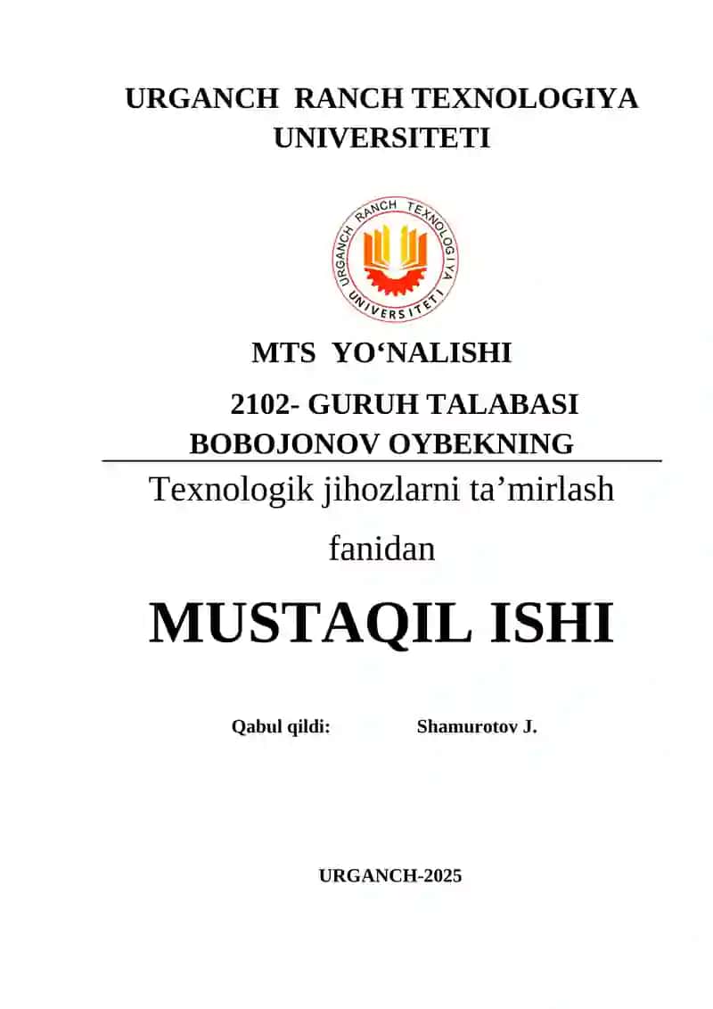 Dastgohlarni otdelelka qilish va ekspluatatsiyaga topshirish 1