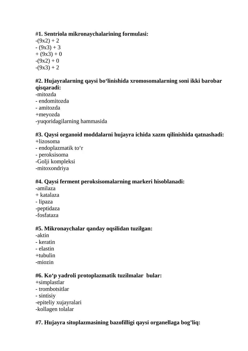 Gistologiya test 2019 yil 1