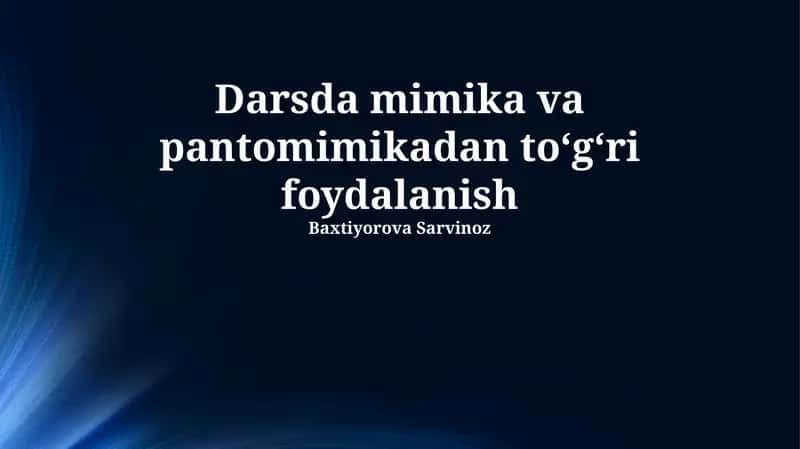 Sahnada Taqlid va Pandomimaning Qo‘llanilishi 1