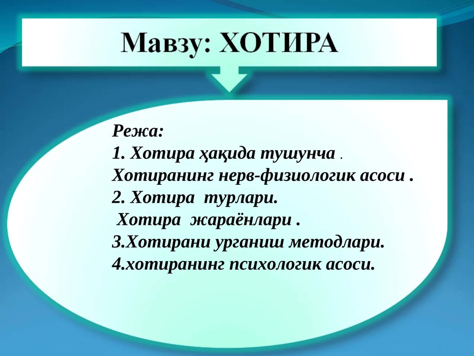 Xotira xaqida umumiy tushuncha 1