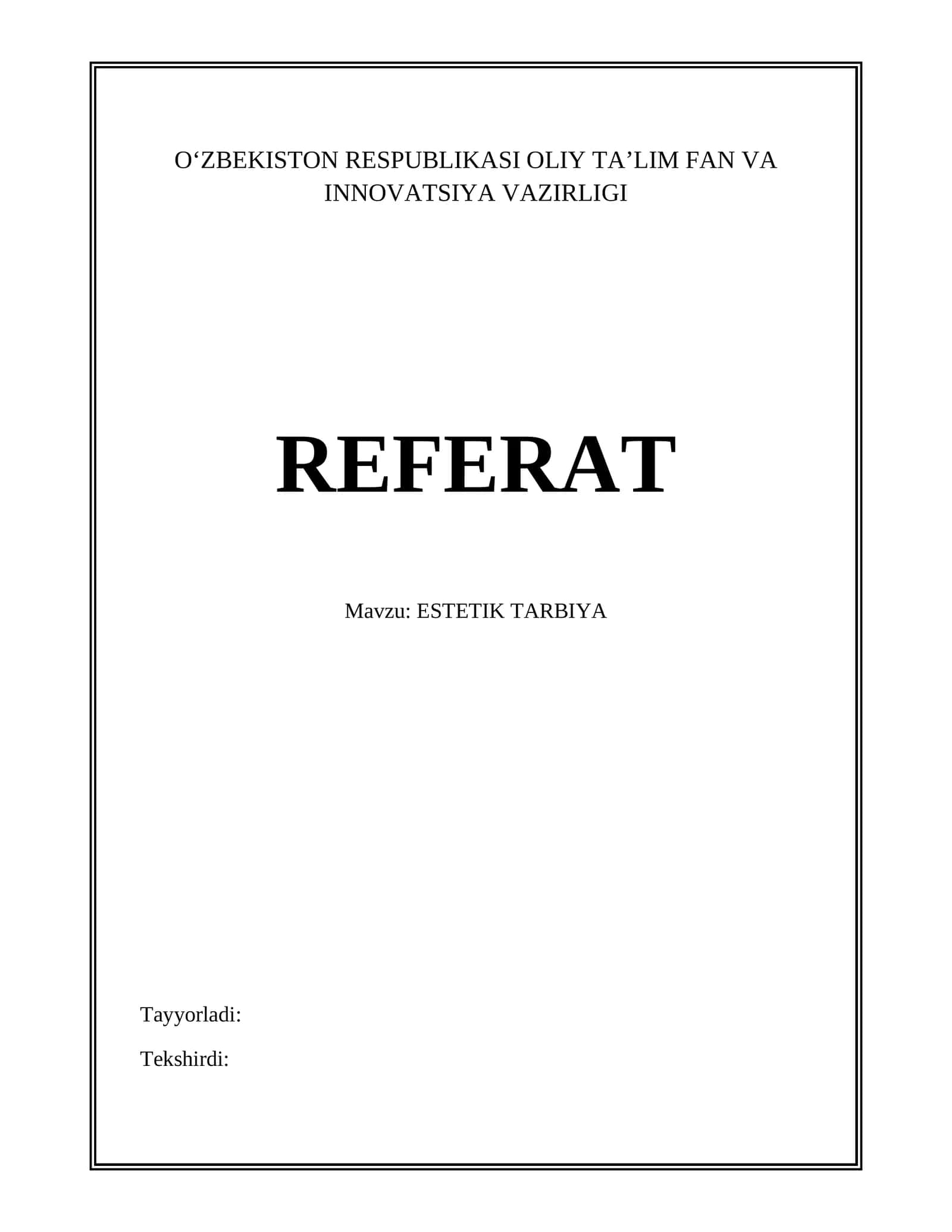 ESTETIK TARBIYA 1