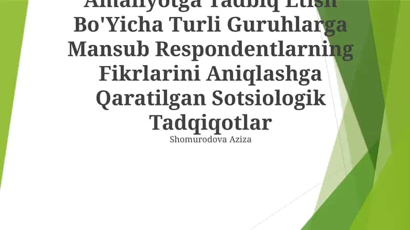 Integratsiyalshgan Ta'limni Amaliyotga Tadbiq Etish Bo'Yicha Turli Guruhlarga Mansub Respondentlarning Fikrlarini Aniqlashga Qaratilgan Sotsiologik Tadqiqotlar 1