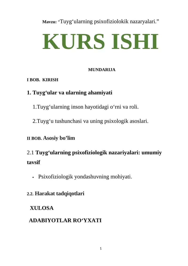 Tuyg‘ularning psixofiziolokik nazaryalari 1