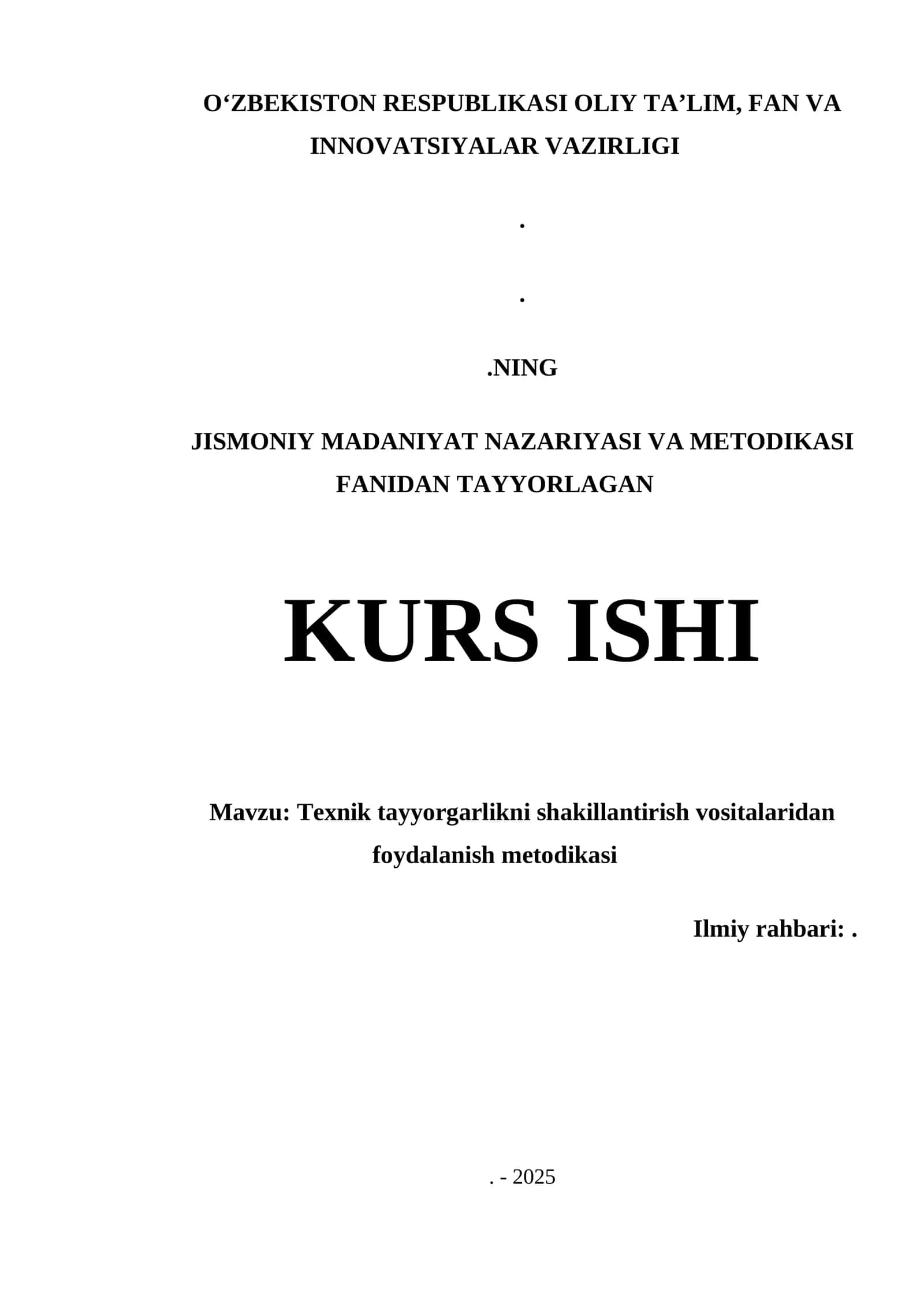 Texnik tayyorgarlikni shakillantirish vositalaridan foydalanish metodikasi 1