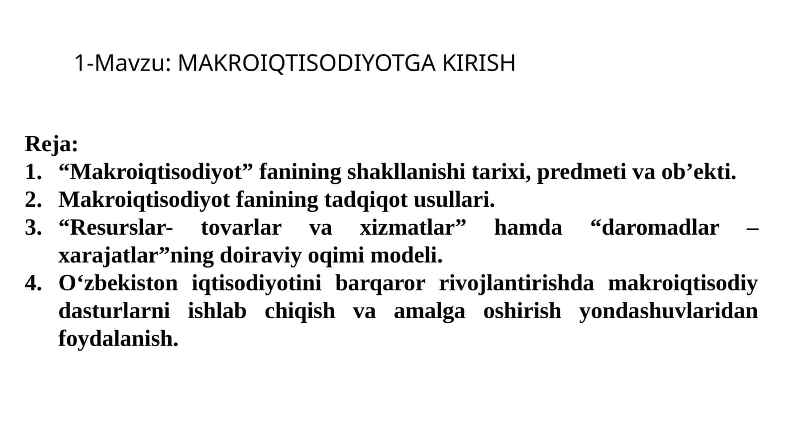 Makroiqtisodiyotga kirish 1