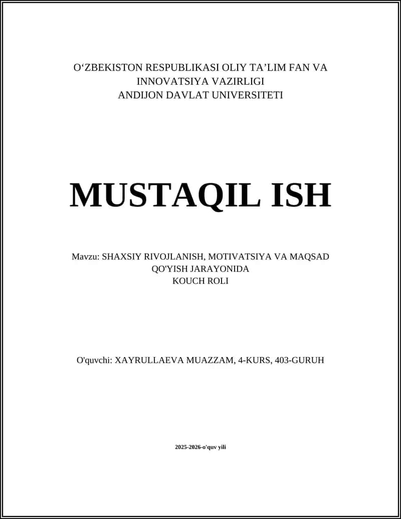 MUSTAQIL ISH 1