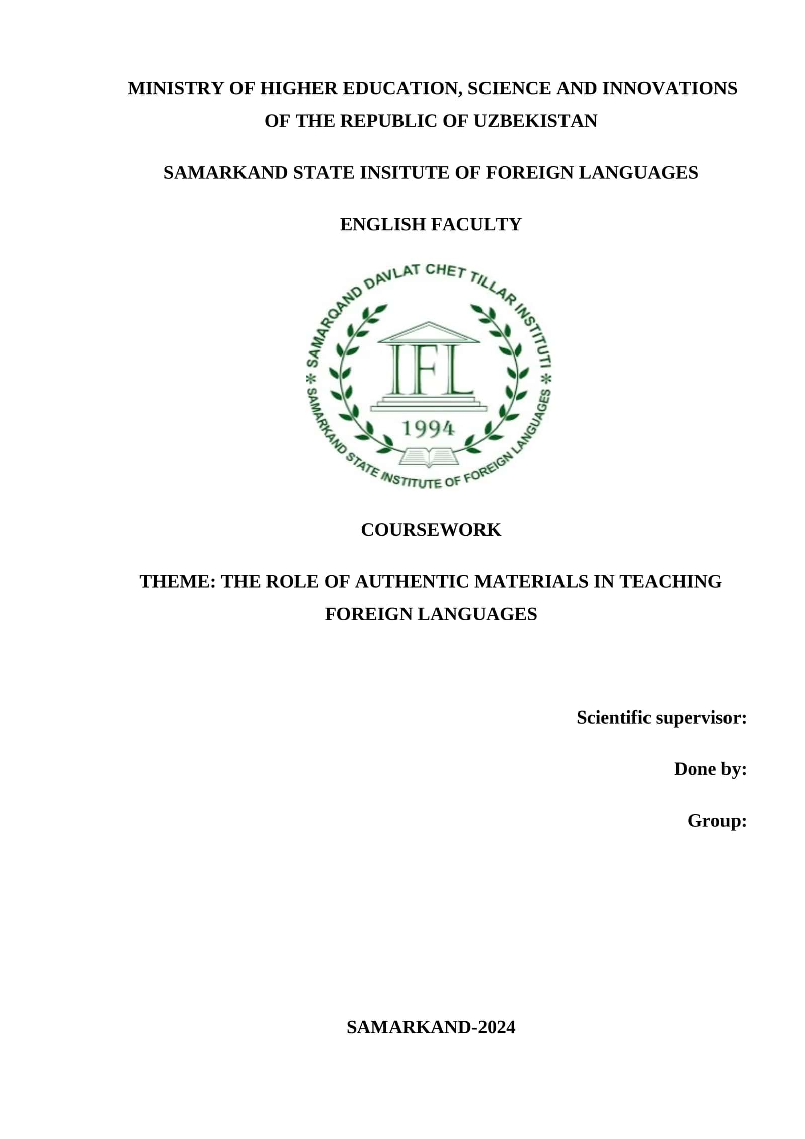 ROLE OF AUTHENTIC MATERIALS IN LANGUAGE TEACHING 1