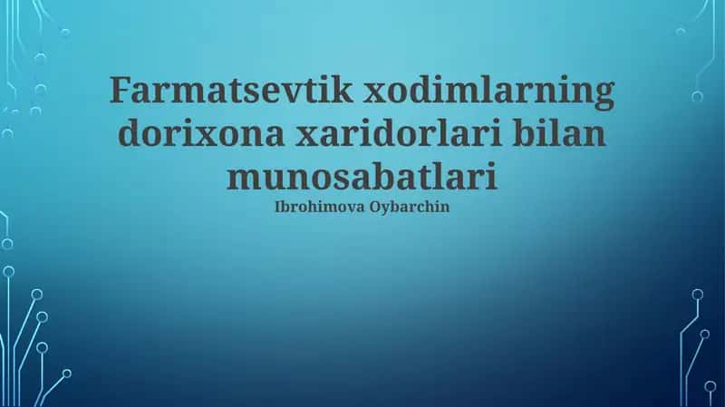 Farmatsevtik xodimlarning dorixona xaridorlari 1