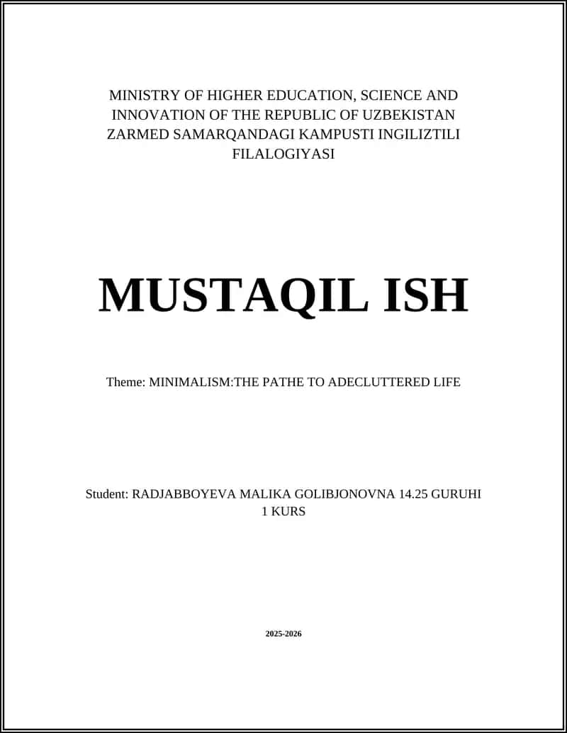 ZARMED SAMARQANDAGI KAMPUSTI INGILIZTILI FILALOGIYASI 1
