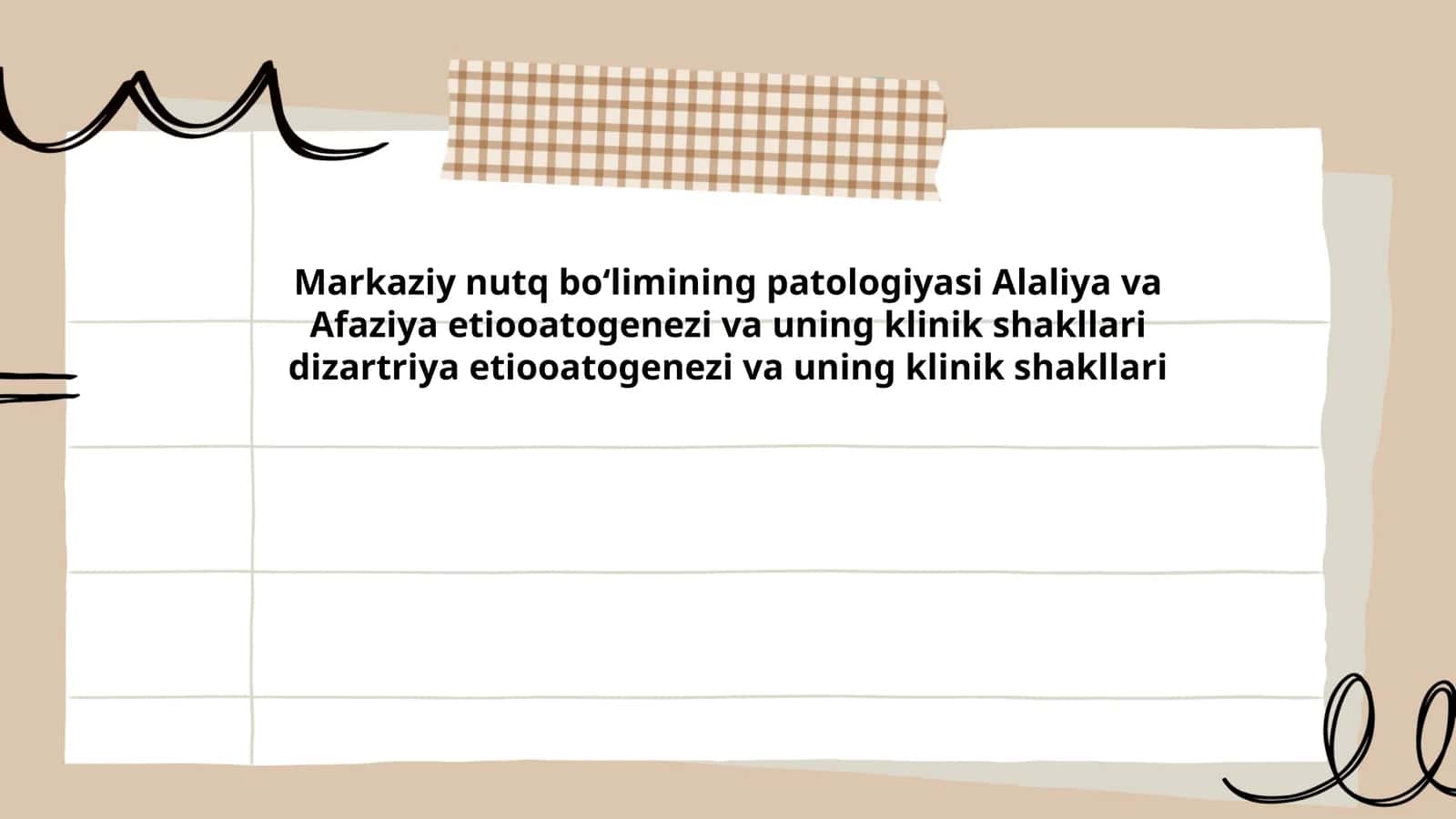 Markaziy nutq boʻlimining patologiyasi Alaliya va Afaziya etiooatogenezi va uning klinik shakllari dizartriya etiooatogenezi va uning klinik shakllari 1