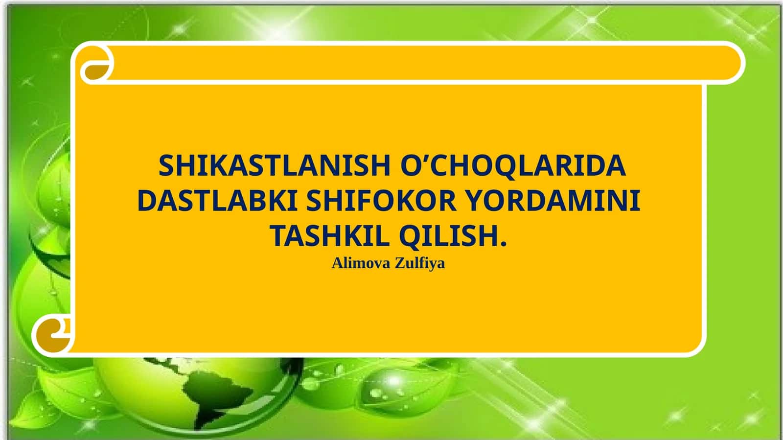 SHIKASTLANISH O’CHOQLARIDA DASTLABKI SHIFOKOR YORDAMINI TASHKILQILISH 1