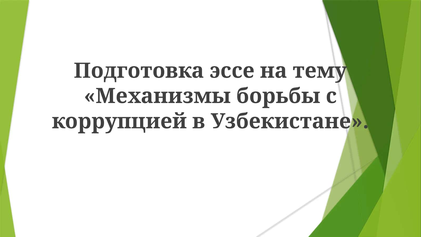 Подготовка эссе по механизмам борьбы с коррупцией в Узбекистане 1