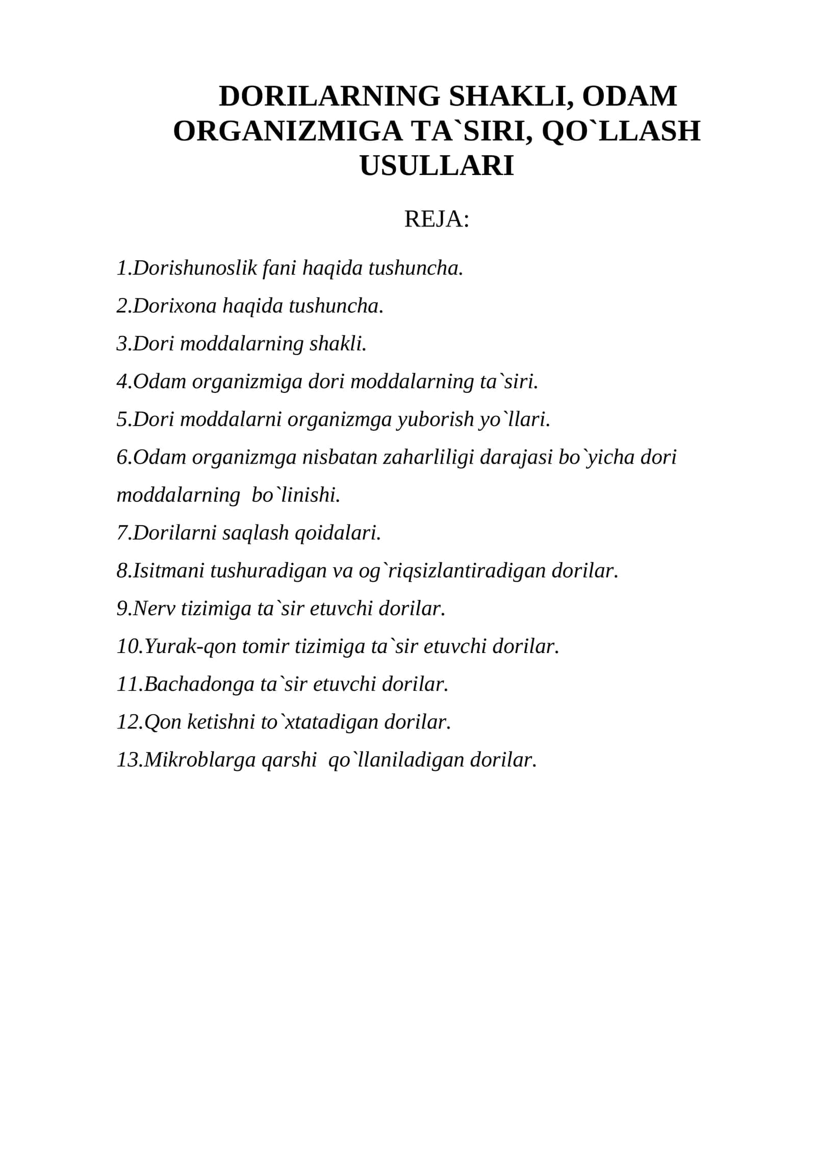 Dorishunoslik fani va dorixona 1