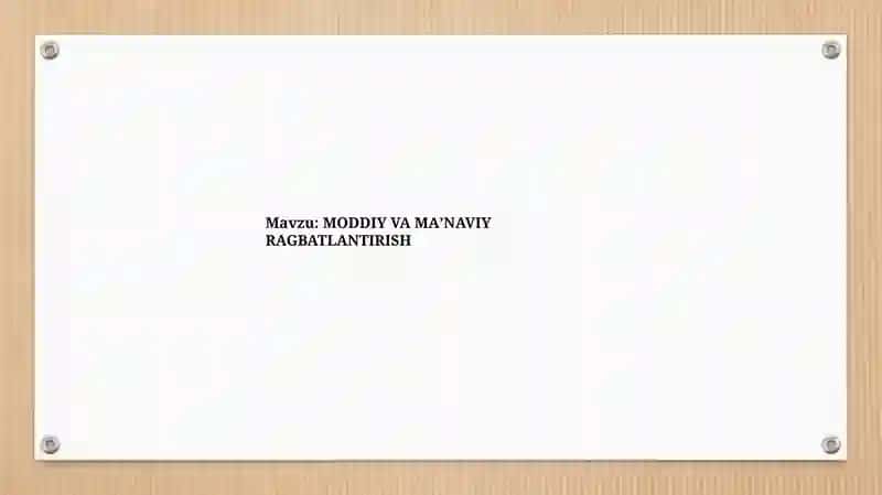MODDIY VA MA’NAVIY RAGBATLANTIRISH 1