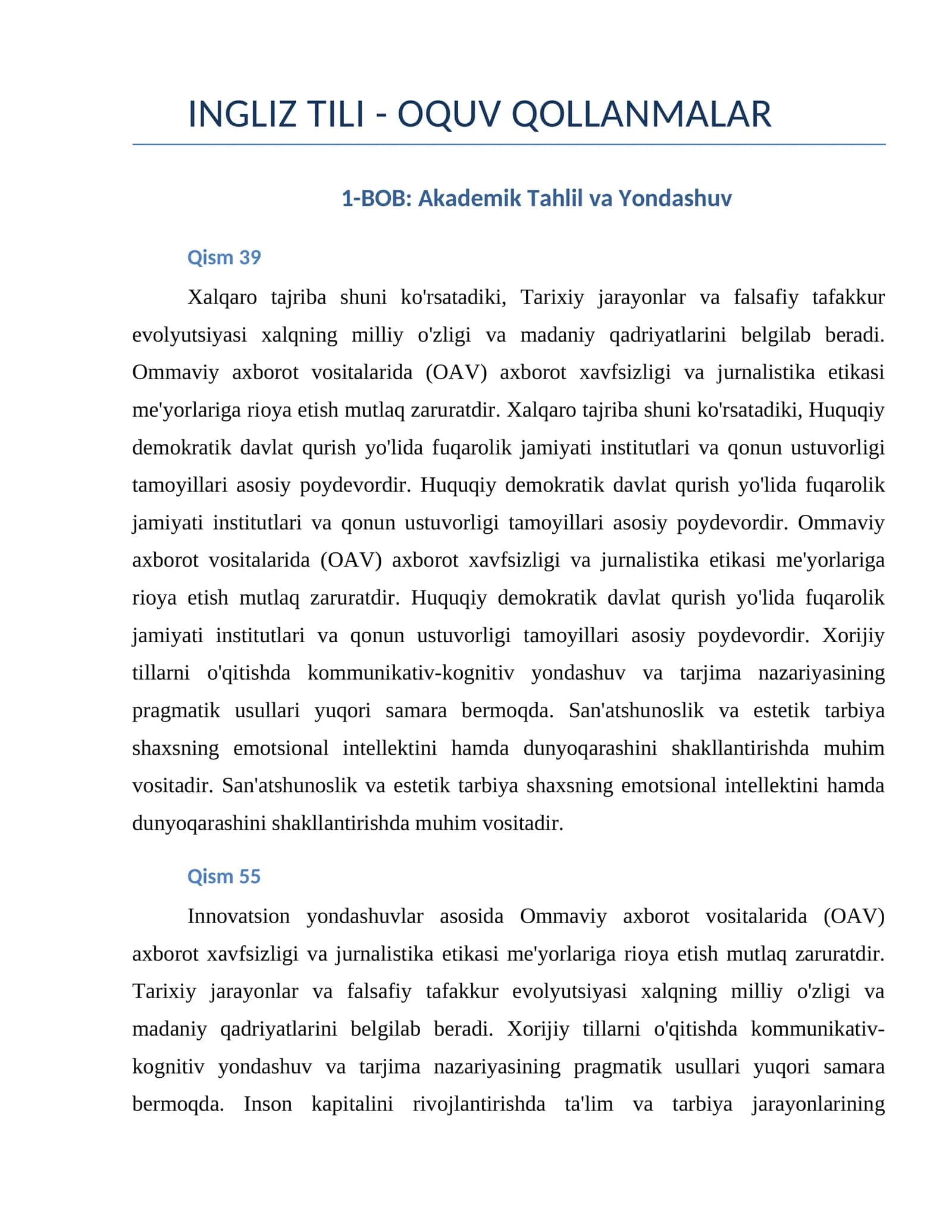 INGLIZ TILI - OQUV QOLLANMALAR 1