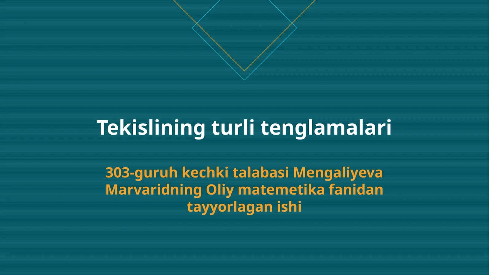 Tekislining turlitenglamalari 1