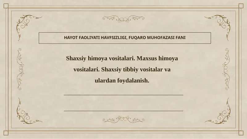 Maxsus himoya vositalari. 1