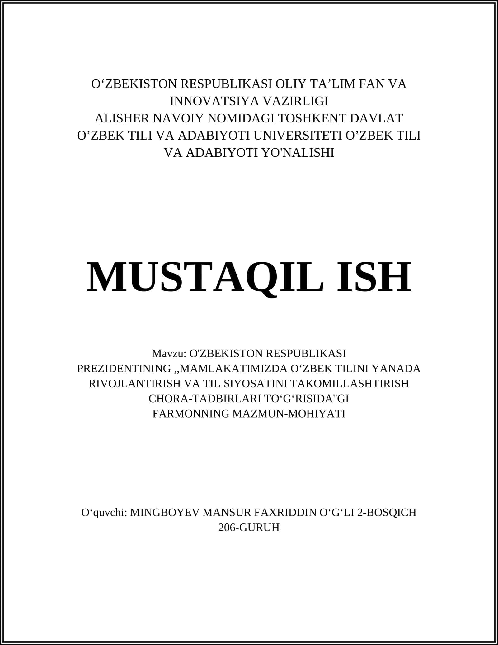 O'zbek tilining rivojlanish istiqbollari 1