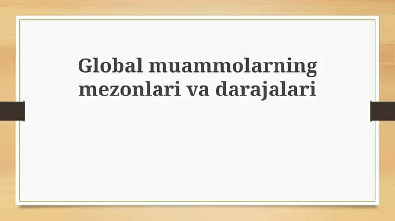 Global muammolar 1