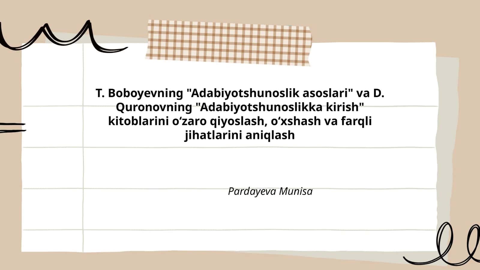 Adabiyotshunoslik asoslari va Adabiyotshunoslikka kirish 1
