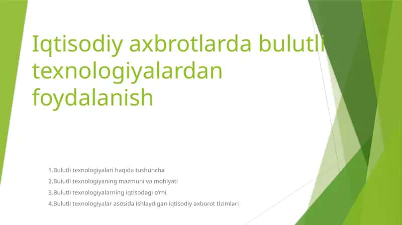 Bulutli texnologiyalardan foydalanish 1