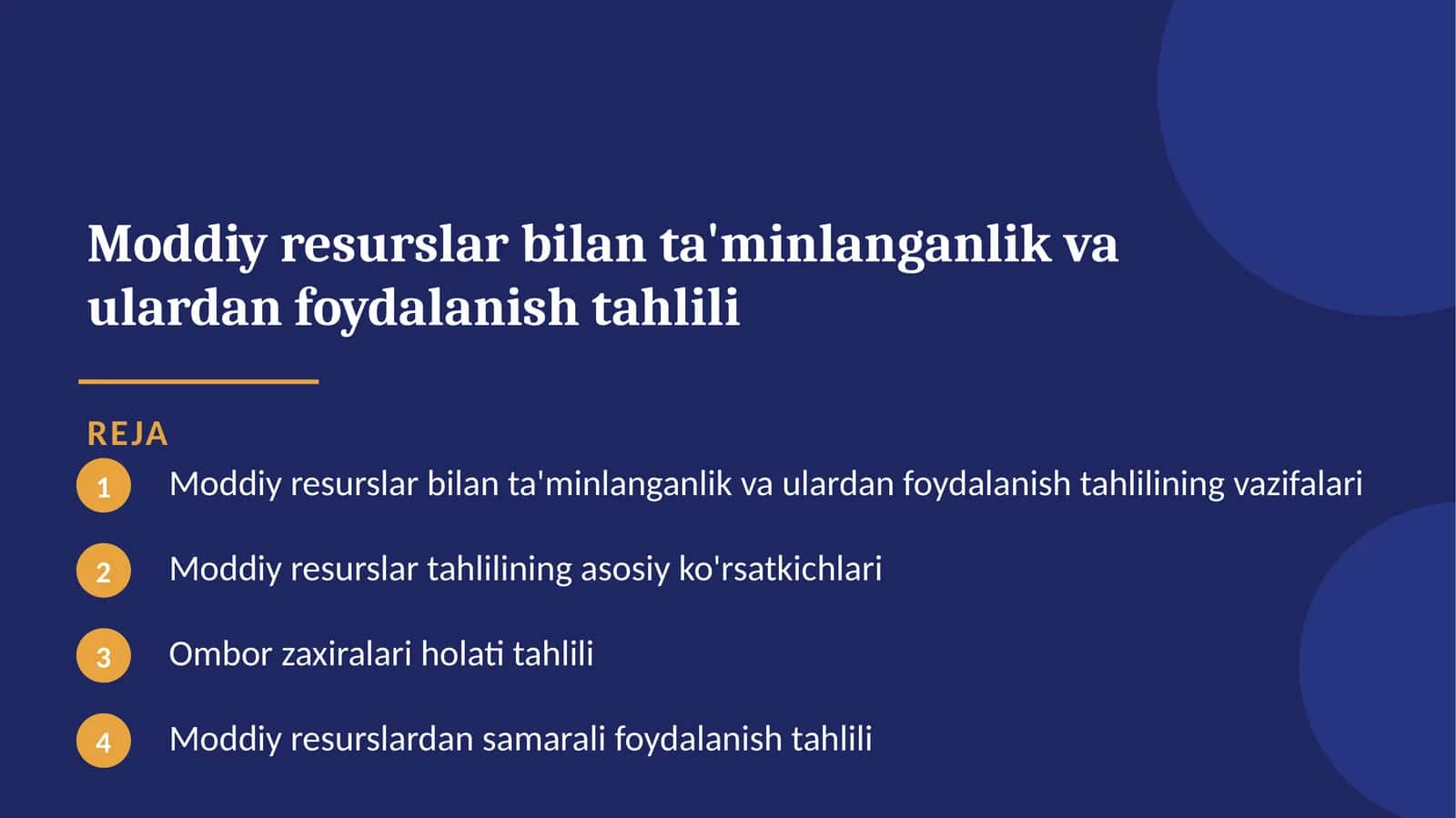 Moddiy resurslar bilan ta'minlanganlik va ulardan foydalanish tahlili 1