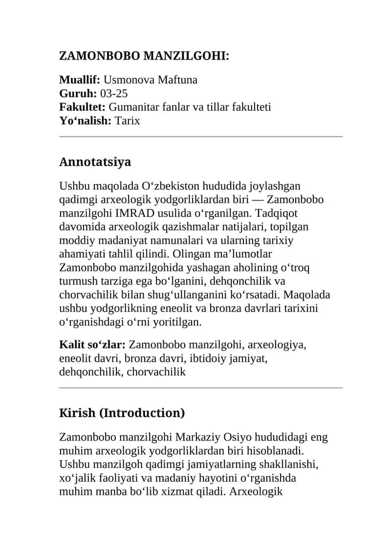 Zamonbobo manzilgohi 1