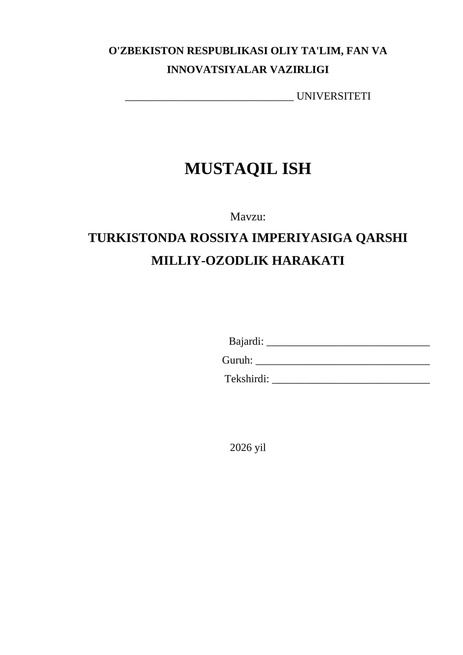 TURKISTONDA ROSSIYA IMPERIYASIGA QARSHI MILLIY-OZODLIK HARAKATI 1