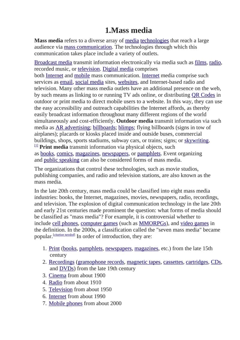 Mass media 1