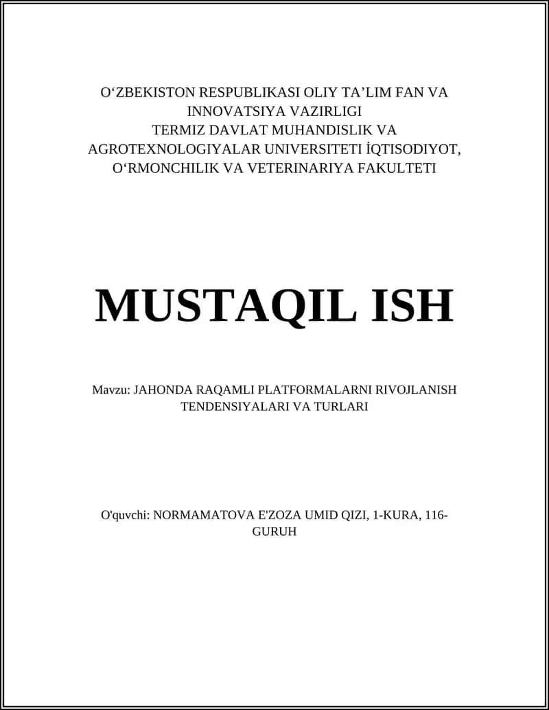 JAHONDA RAQAMLI PLATFORMALARNI RIVOJLANISH TENDENSIYALARI VA TURLARI 1