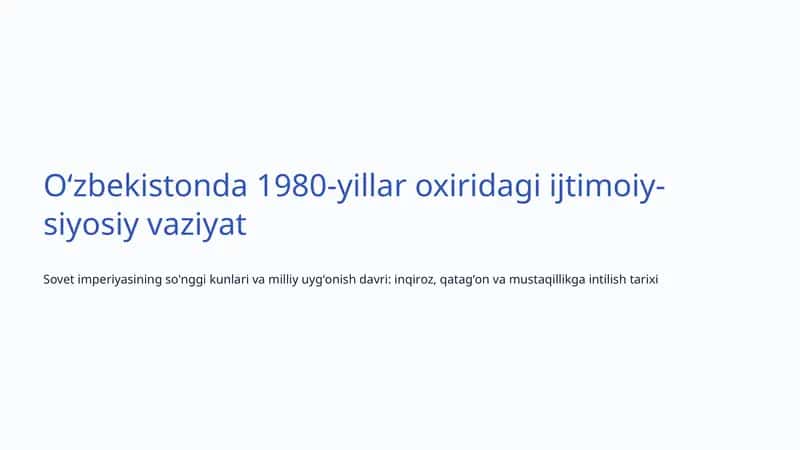 Sovet Tizimi Va Inqiroz 1