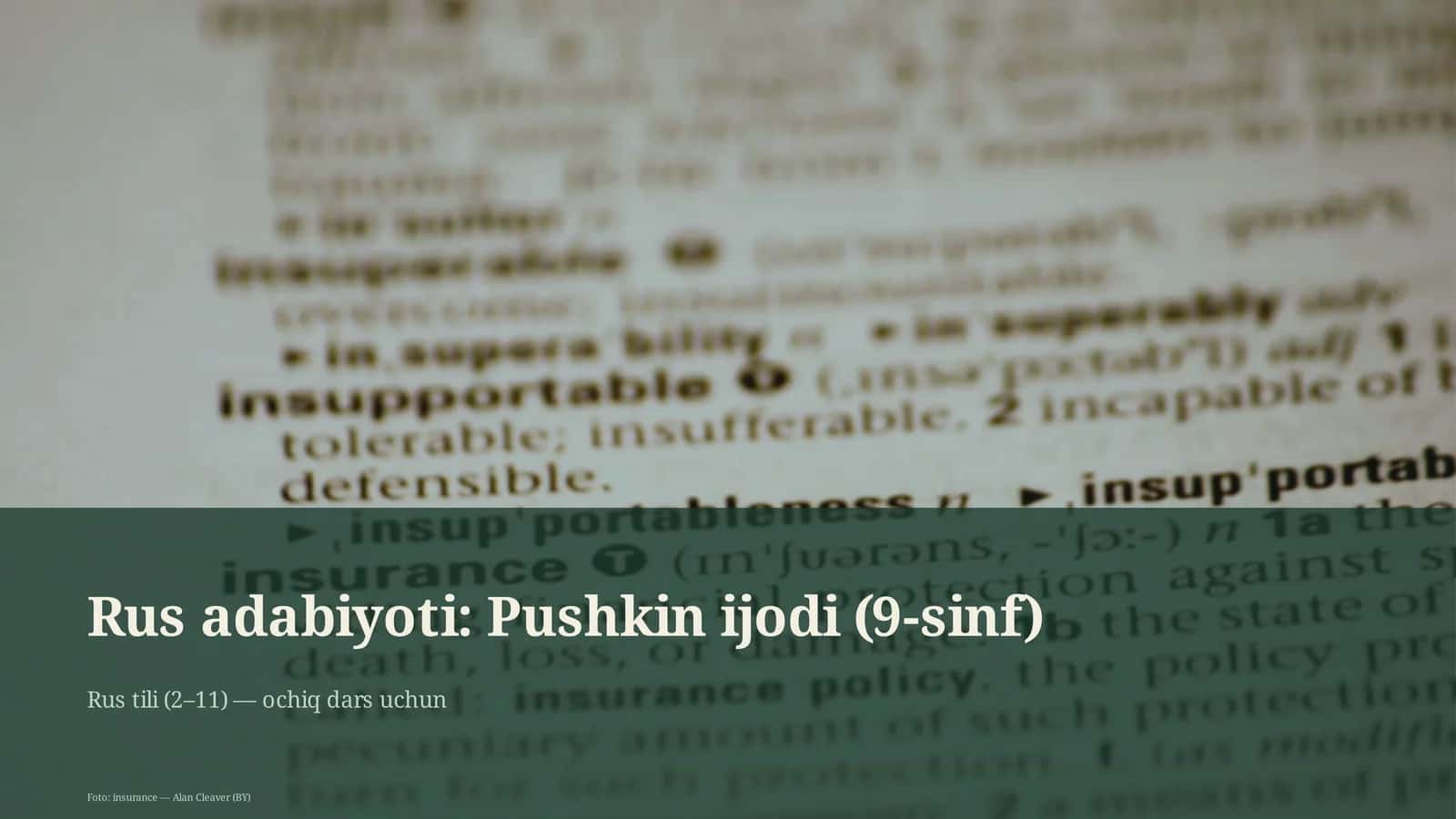 Rus adabiyoti: Pushkin ijodi (9-sinf) 1
