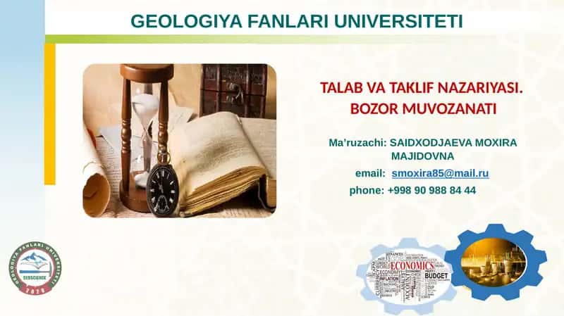TALAB VA TAKLIF NAZARIYASI.BOZOR MUVOZANATI 1
