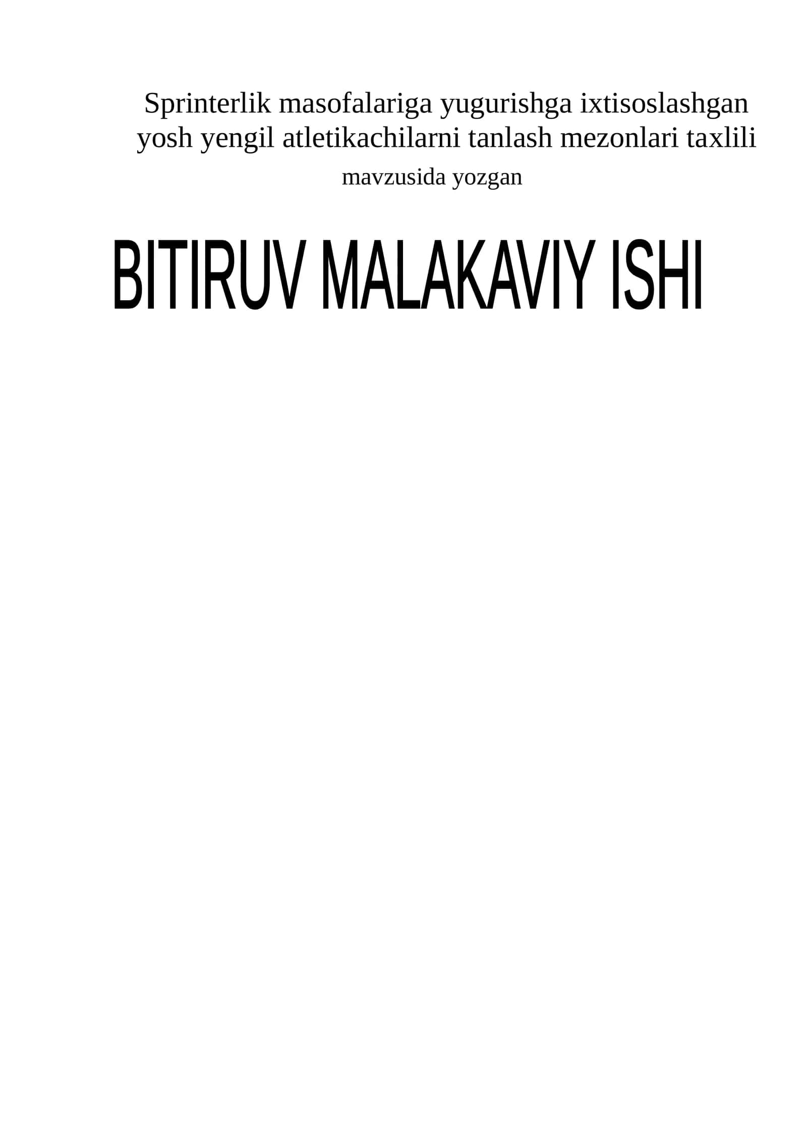 Sprinterlik masofalariga yugurishga ixtisoslashgan yosh yengil atletikachilarni tanlash mezonlari taxlili 1