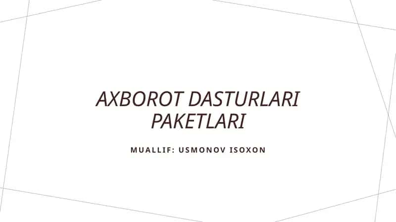 Axborot Dasturlari Paketlari 1