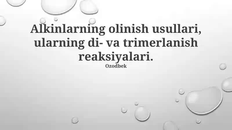 Alkin Sintezi Usullari 1