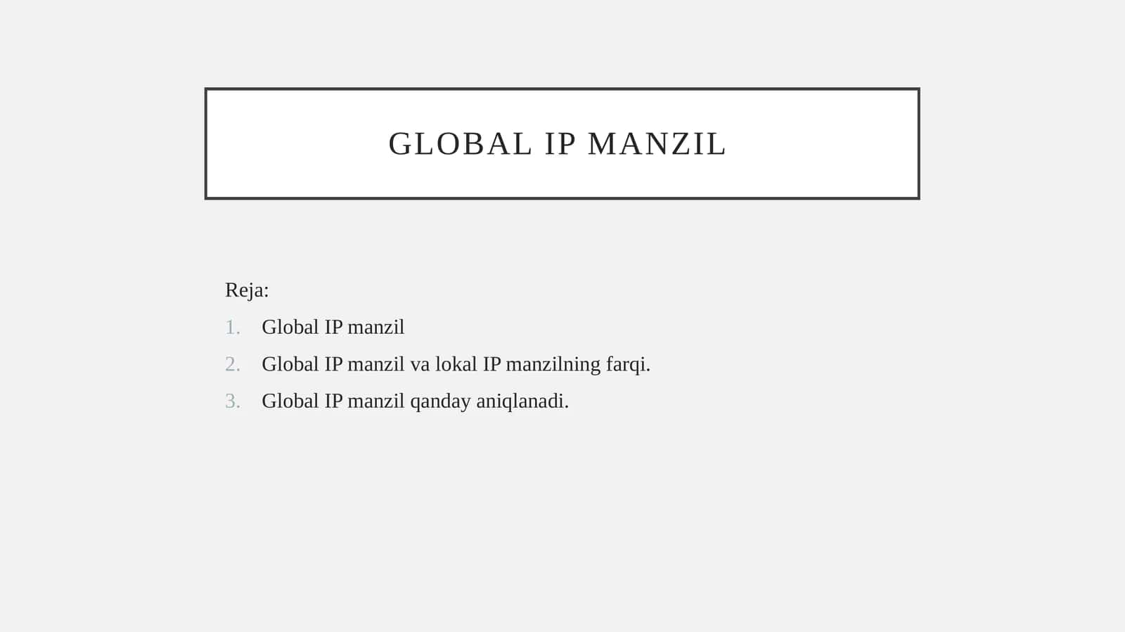 Global IP manzil 1