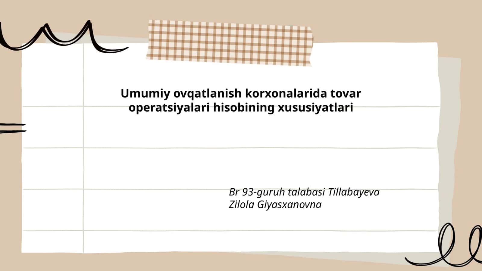 Umumiy ovqatlanish korxonalarida tovar operatsiyalari hisobining xususiyatlari 1