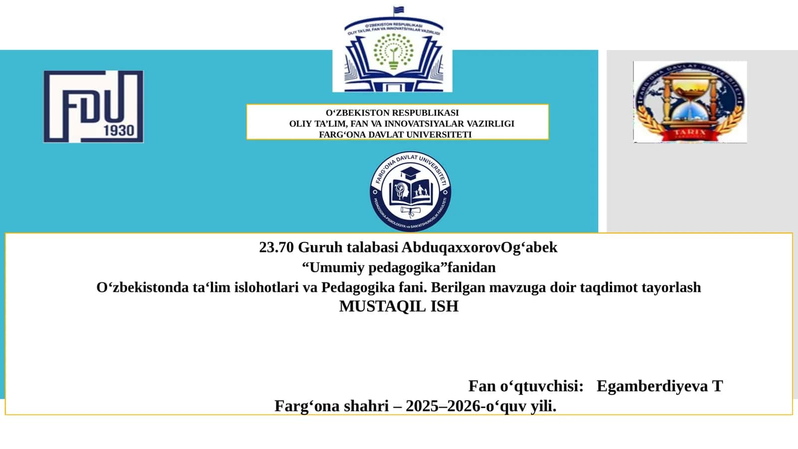 O‘zbekistonda ta’lim islohotlari va Pedagogika fani 1