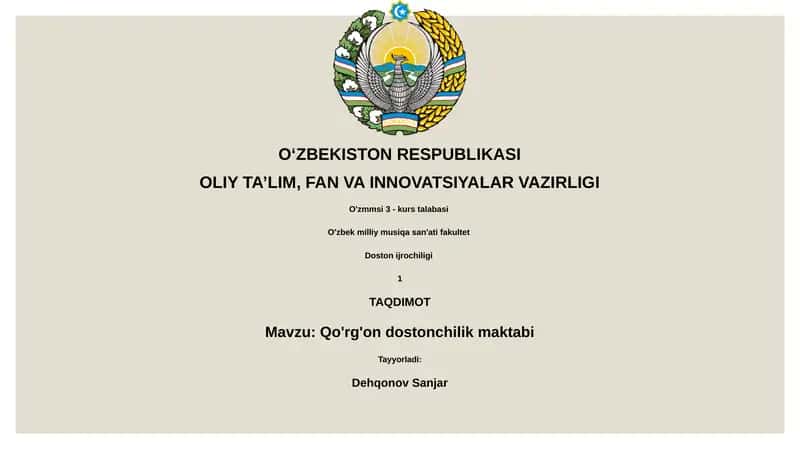 Qo'rg'on dostonchilik maktabi 1