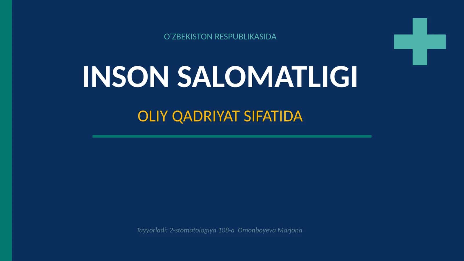 Oʻzbekistonda inson salomatligi oliy qadriyat sifatida 1