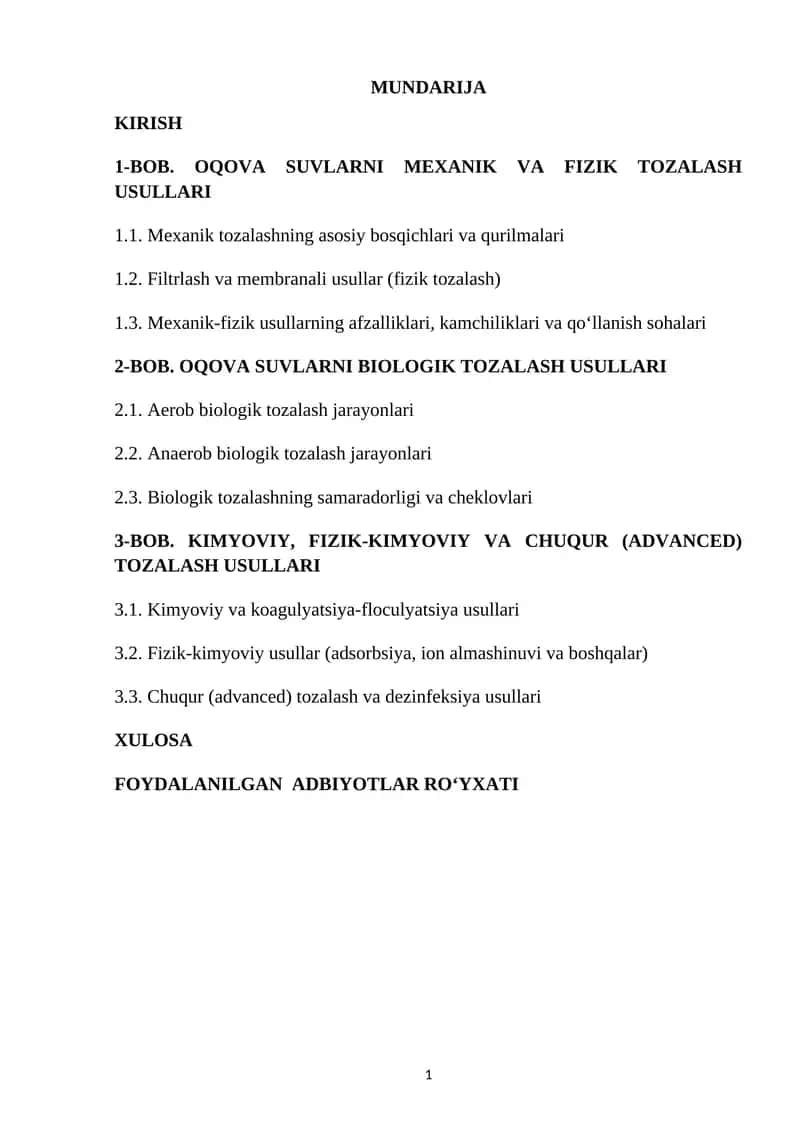 Mavzu: Sanoatda suvni qoʻllash.Kurs ishi. 1