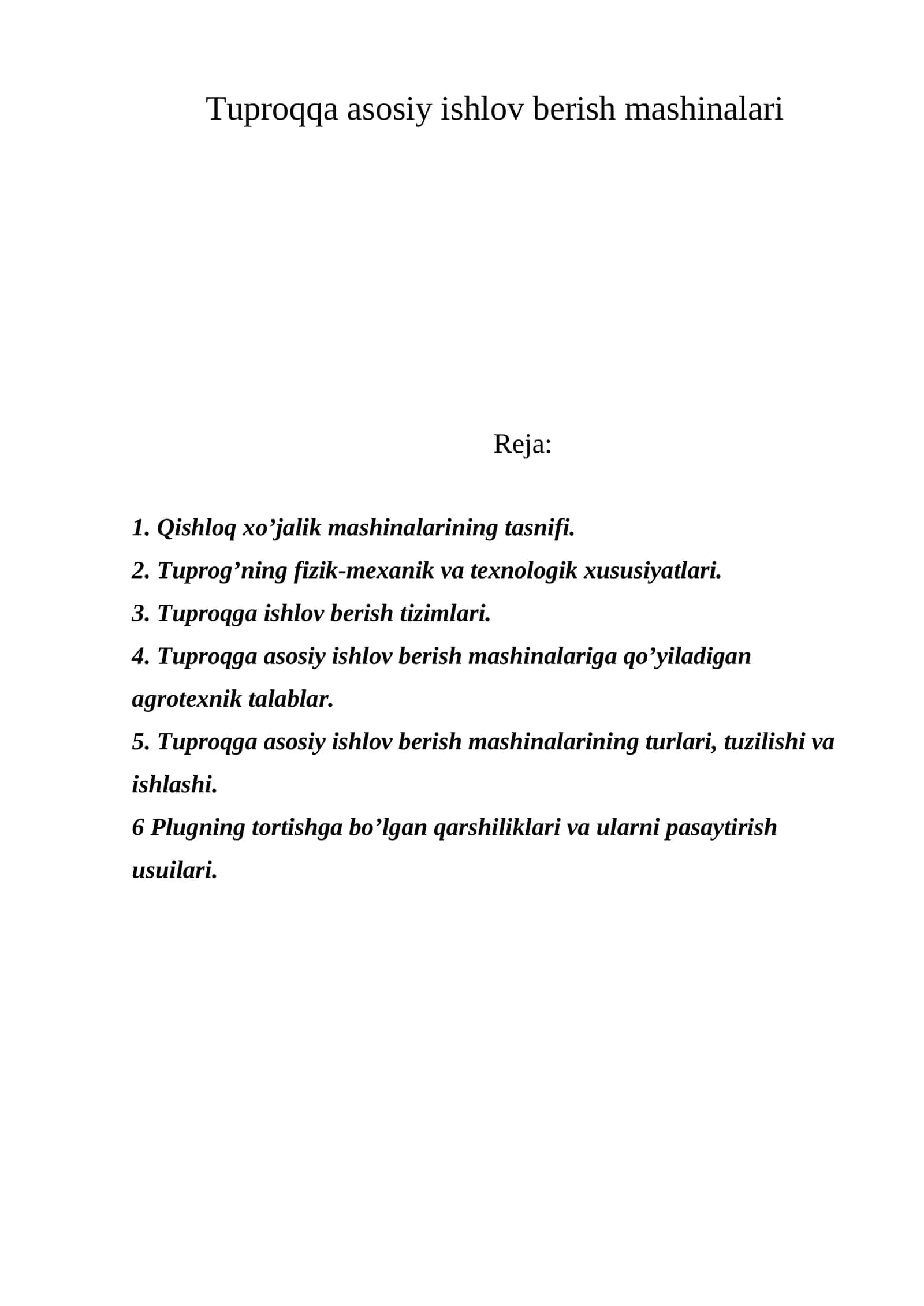 Tuproqqa asosiy ishlov berish mashinalari 1