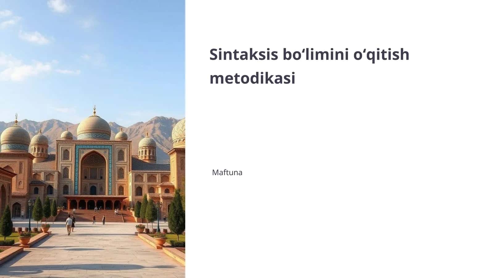 Sintaksis boʻlimini oʻqitish metodikasi 1