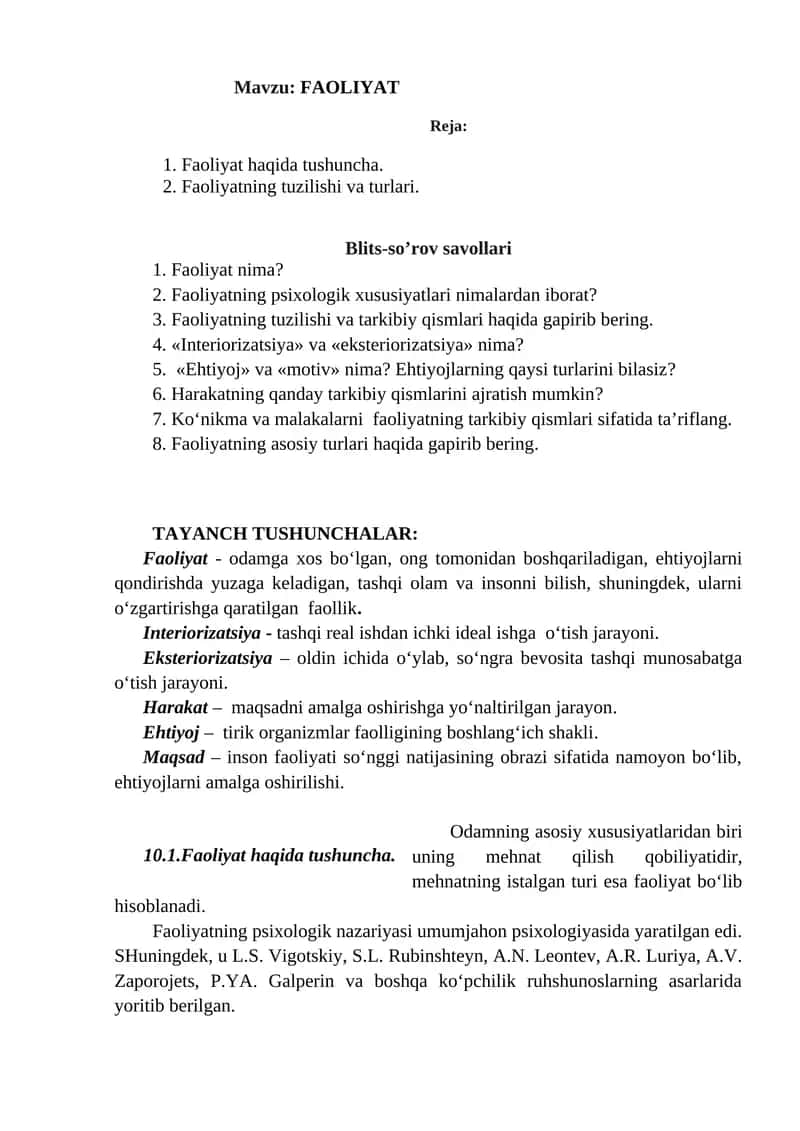 FAOLIYAT 1