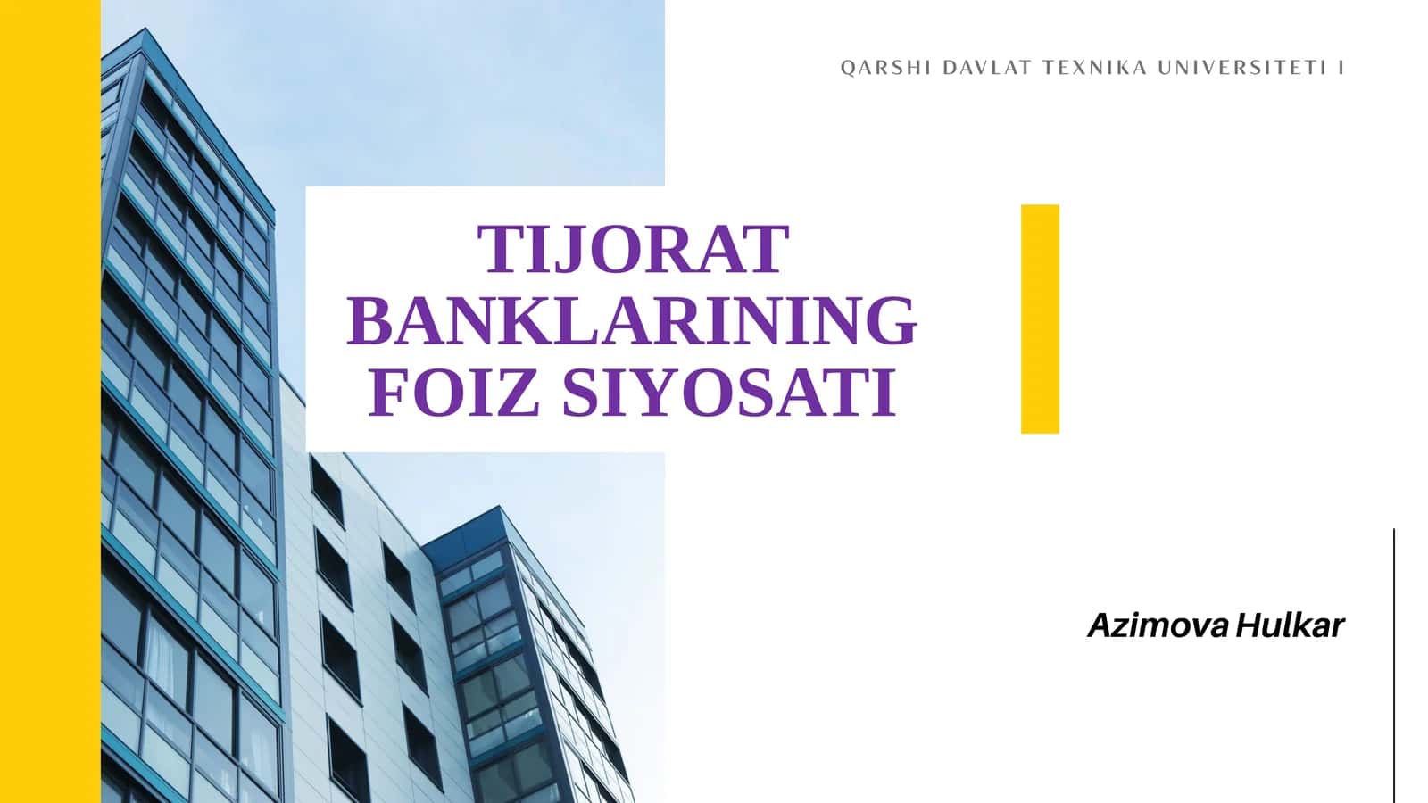 TIJORAT BANKLARINING FOIZ SIYOSATI 1