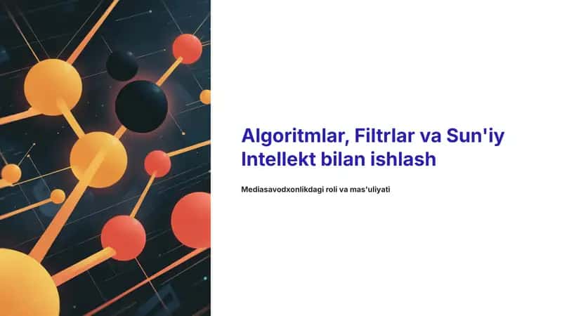 Algoritmlar, Filtrlar va Sun'iy Intellekt bilan ishlash 1