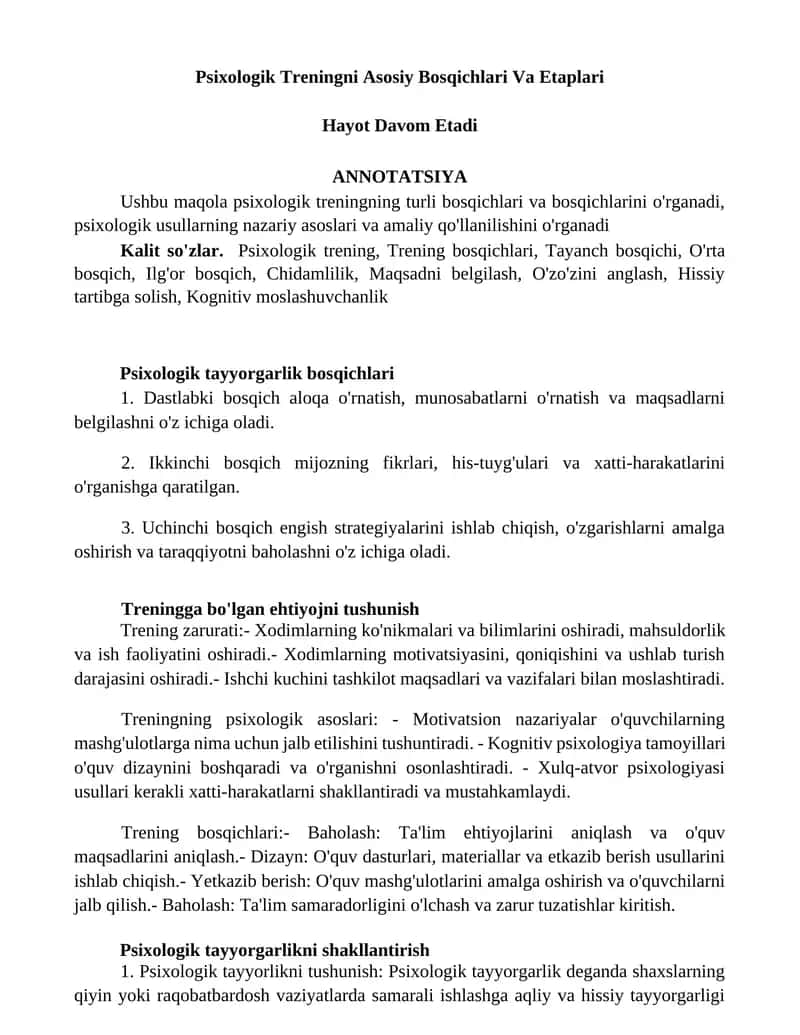 Psixologik Treningni Asosiy Bosqichlari Va Etaplari 1