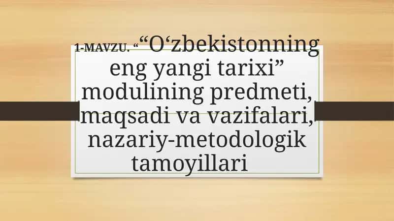 O‘zbekistonning eng yangi tarixi 1
