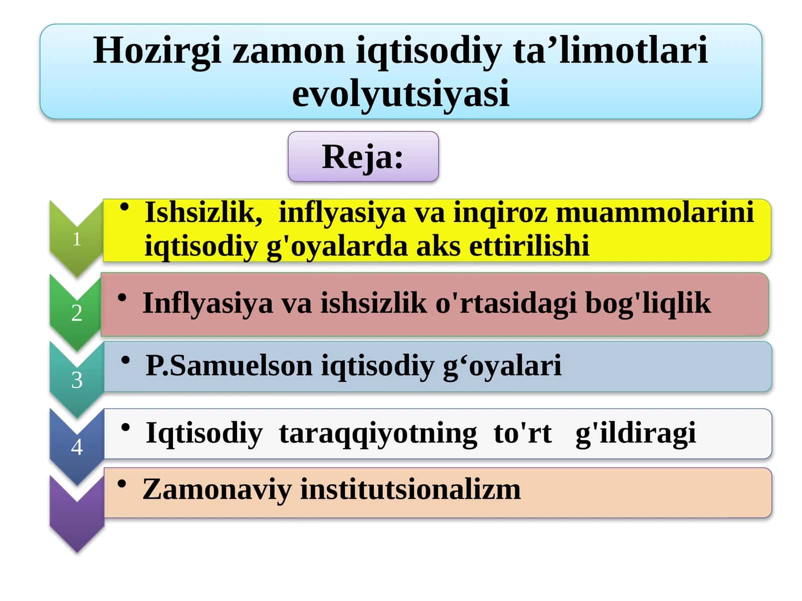 Ishsizlik, inflyasiya va inqiroz muammolari 1